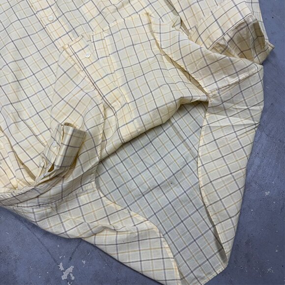 Valentino Jeans Dress Shirt Yellow Check Long Sleeve 100% Cotton 17.5 XXL - Picture 8 of 12